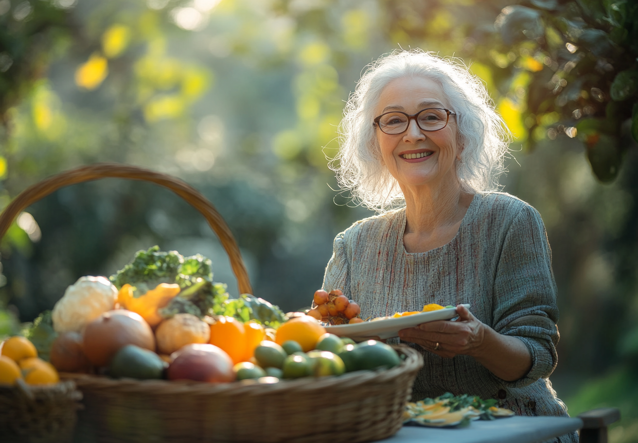Старша пара насолоджується здоровою їжею